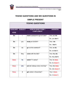 yes/no questions and wh questions in simple present yes/no questions