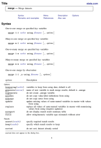 Stata Merge Command: Syntax and Options