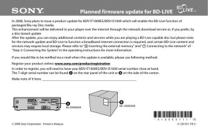 Planned firmware update for BD-LIVE
