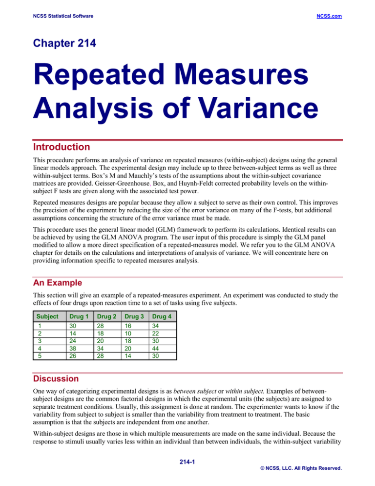 Repeated Measures Analysis Of Variance 7794