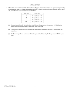 AP Statistics: Normal Distribution & Shirt Sizes