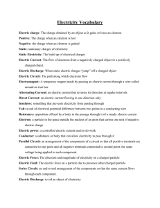 Electricity Vocabulary: Key Terms and Definitions