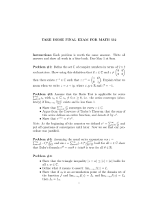 TAKE HOME FINAL EXAM FOR MATH 552 Instructions: Each