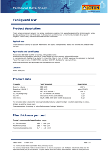 Tankguard DW: Epoxy Coating Technical Data Sheet