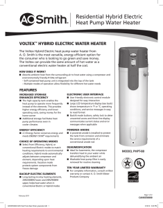 Residential Hybrid Electric Heat Pump Water Heater