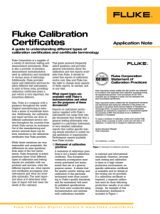 Fluke Calibration Certificates
