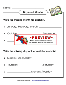 Days and Months - Super Teacher Worksheets