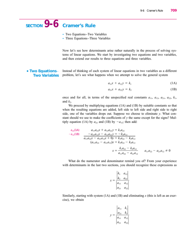 Section 9 6 Cramer S Rule