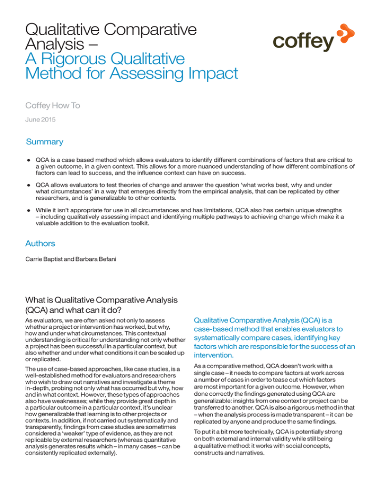 Qualitative Comparative Analysis – A Rigorous Qualitative