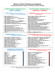 Bloom's Taxonomy Critical Thinking Cue Questions