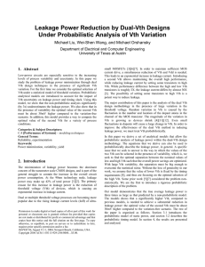 Leakage Power Reduction by Dual-Vth Designs Under Probabilistic