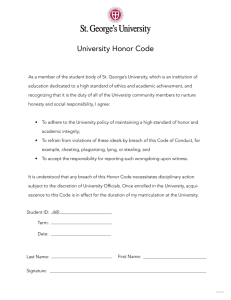 Honor Code - St. George`s University