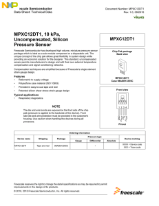 MPXC12DT1, 10 kPa, Uncompensated, Silicon Pressure Sensor