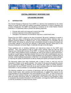 central emergency response fund life-saving criteria
