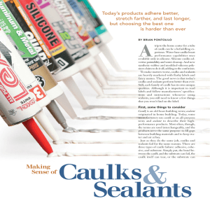 Making Sense of Caulks and Sealants