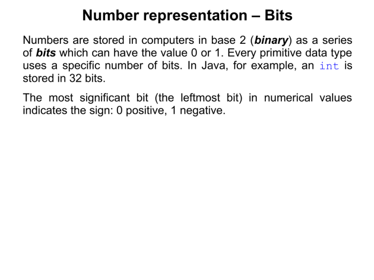 representation of bits computer