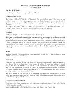 PHYSICS 6B COURSE INFORMATION WINTER 2011