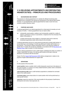 3.14 Relieving Appointments - UTS: Human Resources, Human
