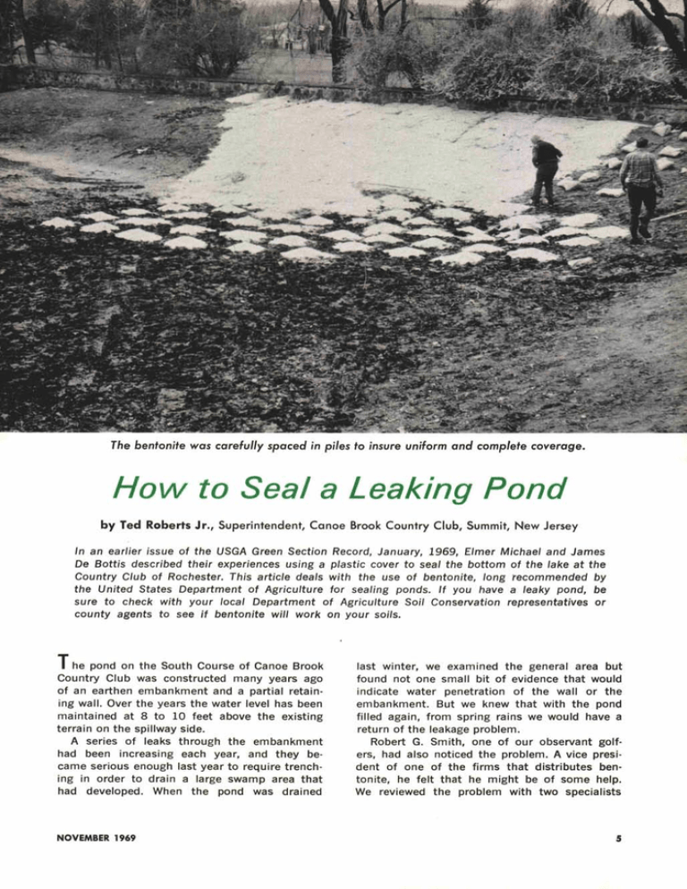 How to Seal a Leaking Pond USGA Green Section Record