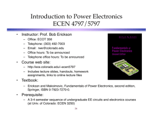 Power Electronics Course Intro: ECEN 4797/5797