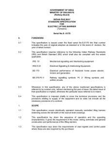 Electric Lifting Barrier Specification - Indian Railway Standard