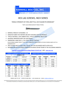 hex lag screws, inch series