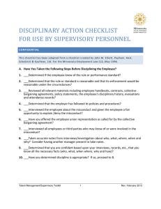 Discipline Action Checklist - MnSCU System Human Resources