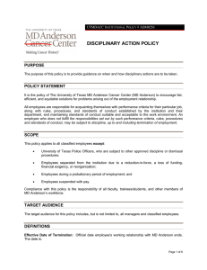 Disciplinary Action Policy - MD Anderson Cancer Center