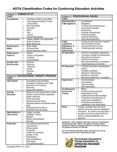 AOTA Classification Codes for OT Continuing Education