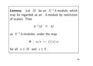 Lemma: Let M be an S A-module, which may be regarded as an A
