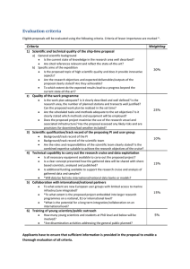 Evaluation criteria