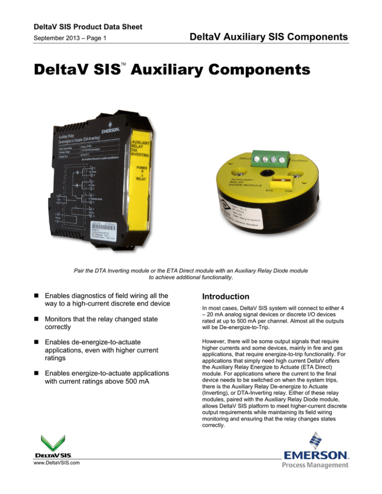 DeltaV SIS Auxiliary Components Product Data Sheet