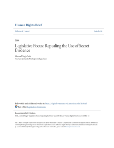 Legislative Focus: Repealing the Use of Secret Evidence