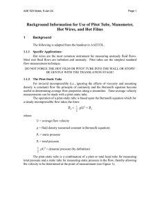 Background Information for Use of Pitot Tube, Manometer, Hot Wires