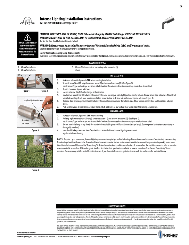 Intense Lighting Installation Instructions