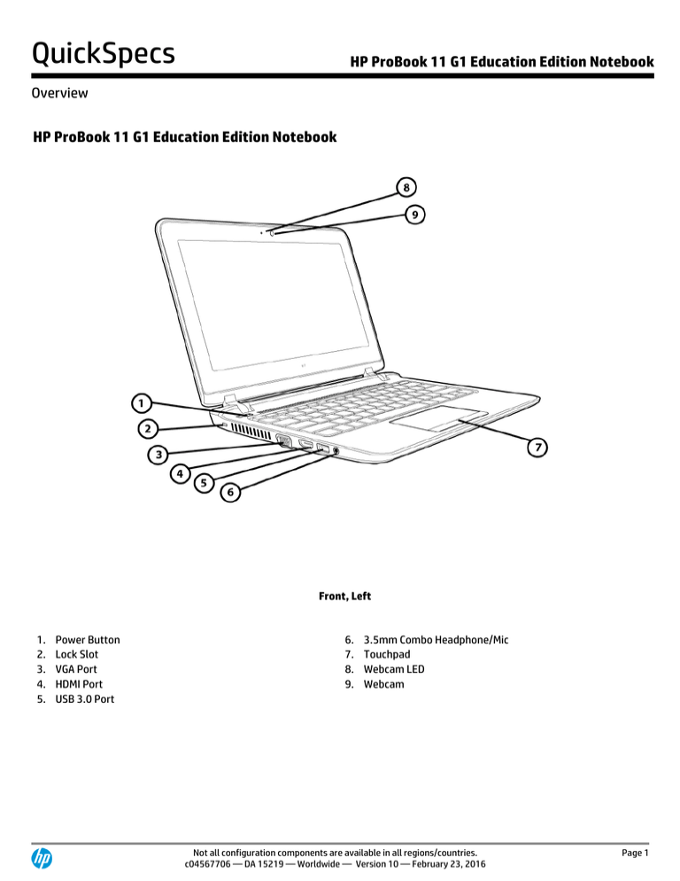 Hp Probook 11 G1 Education Edition Notebook 8570