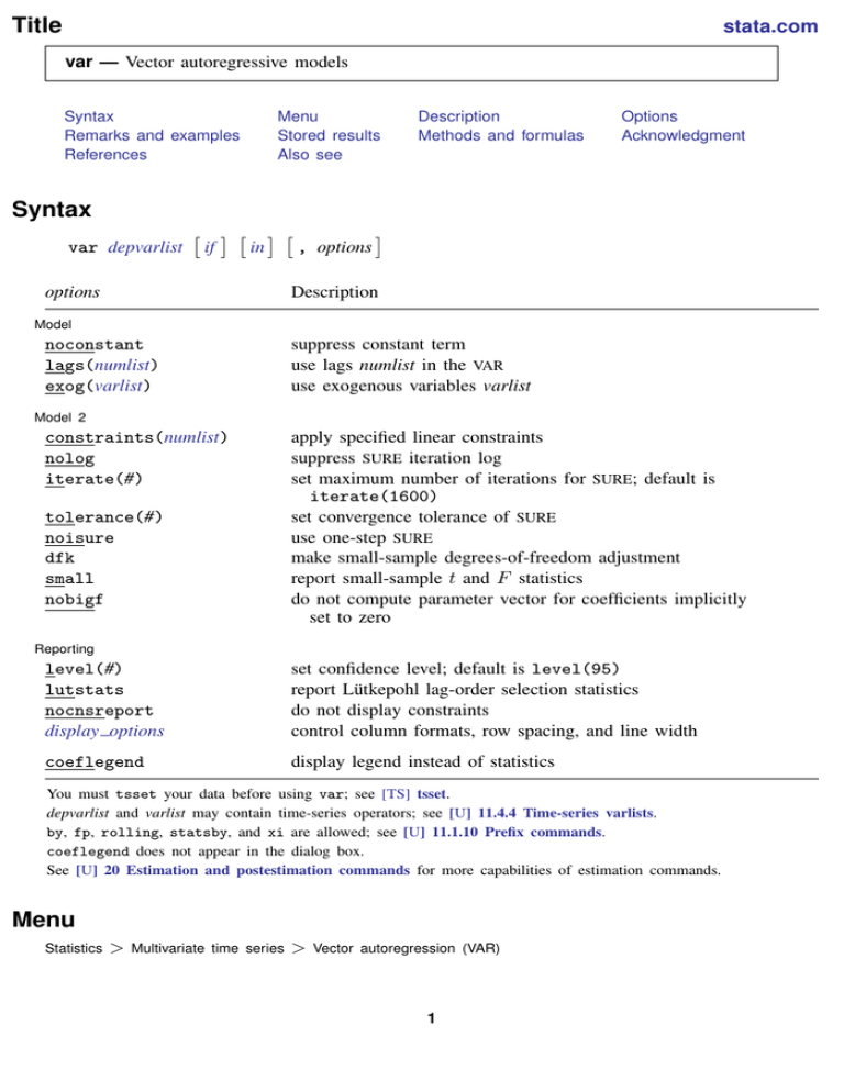 var — Vector autoregressive models