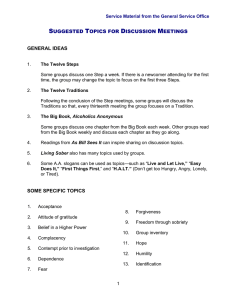 A.A. Discussion Topics: Suggested Meeting Ideas