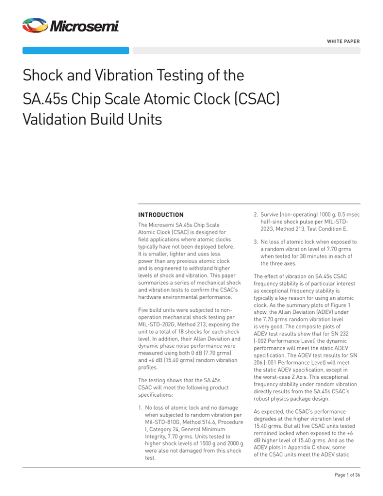 Shock and Vibration Testing of the SA.45s Chip Scale