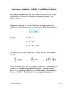 Autonomous Equations / Stability of Equilibrium Solutions