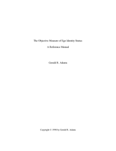 Ego Identity Status: A Reference Manual by Gerald R. Adams