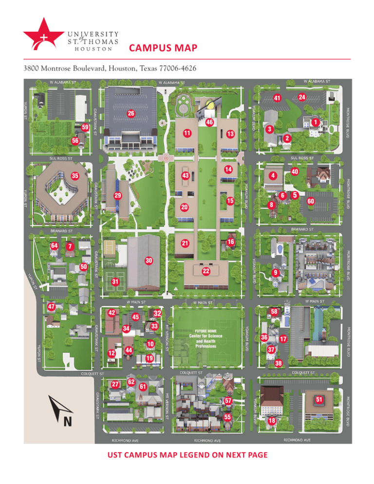 U Of H Campus Map Campus Map - University Of St. Thomas