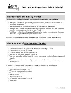 Characteristics Of Scholarly Journals
