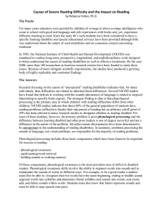 Reading Difficulty Causes & Impact: Phonological Processing