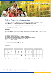 Topic 1: Place value of large numbers