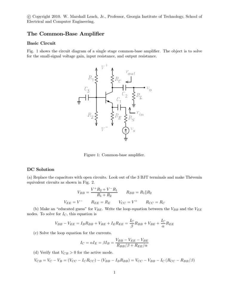 common base amplifier experiment pdf