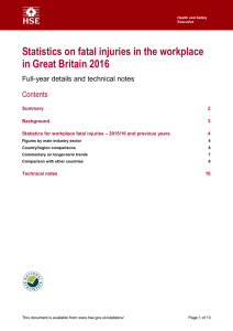 Statistics on fatal injuries in the workplace in Great Britain 2016