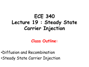 ECE 340 Lecture 19 : Steady State Carrier Injection Class Outline