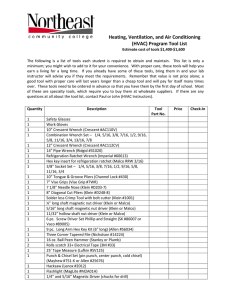 HVAC Program Tool List - Essential Tools for Students