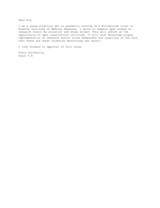 Dear Sir, I am a young scientist who is presently working on a